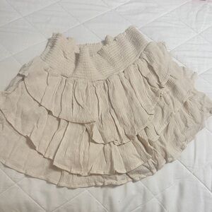 Sincerely Jules Cream Tiered Ruffle Skater Skirt